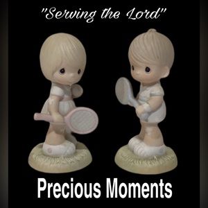 Vintage Set Precious Moments 1985 - SERVING THE LORD - Boy & Girl Tennis Players